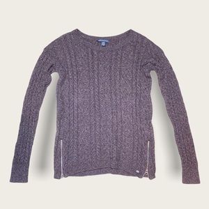 American Eagle Outfitters Wool Chunky Braided Knit Slim Fit Sweater with Zip XS